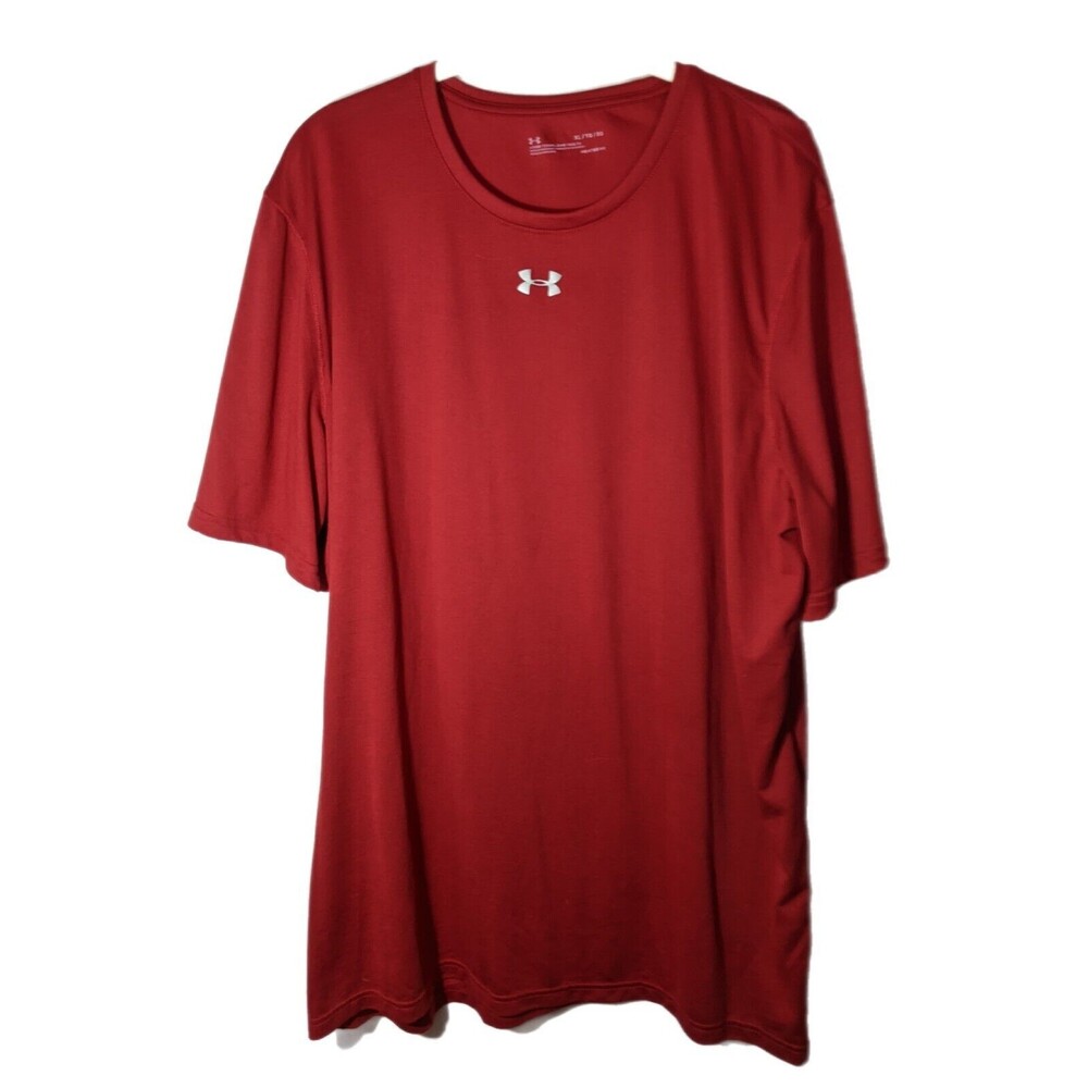 Under Armour T-shirt Heat Gear SZ XL Red Logo Athletic Athlesure Sports Casual